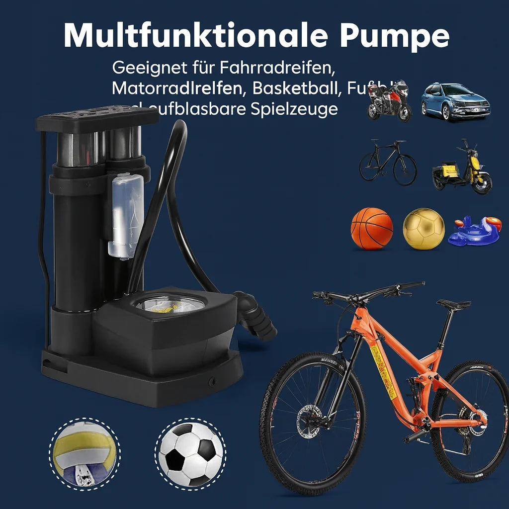 Foot Pump | Foldable & Hands-Free With Integrated Gauge | Up To 160 PSI