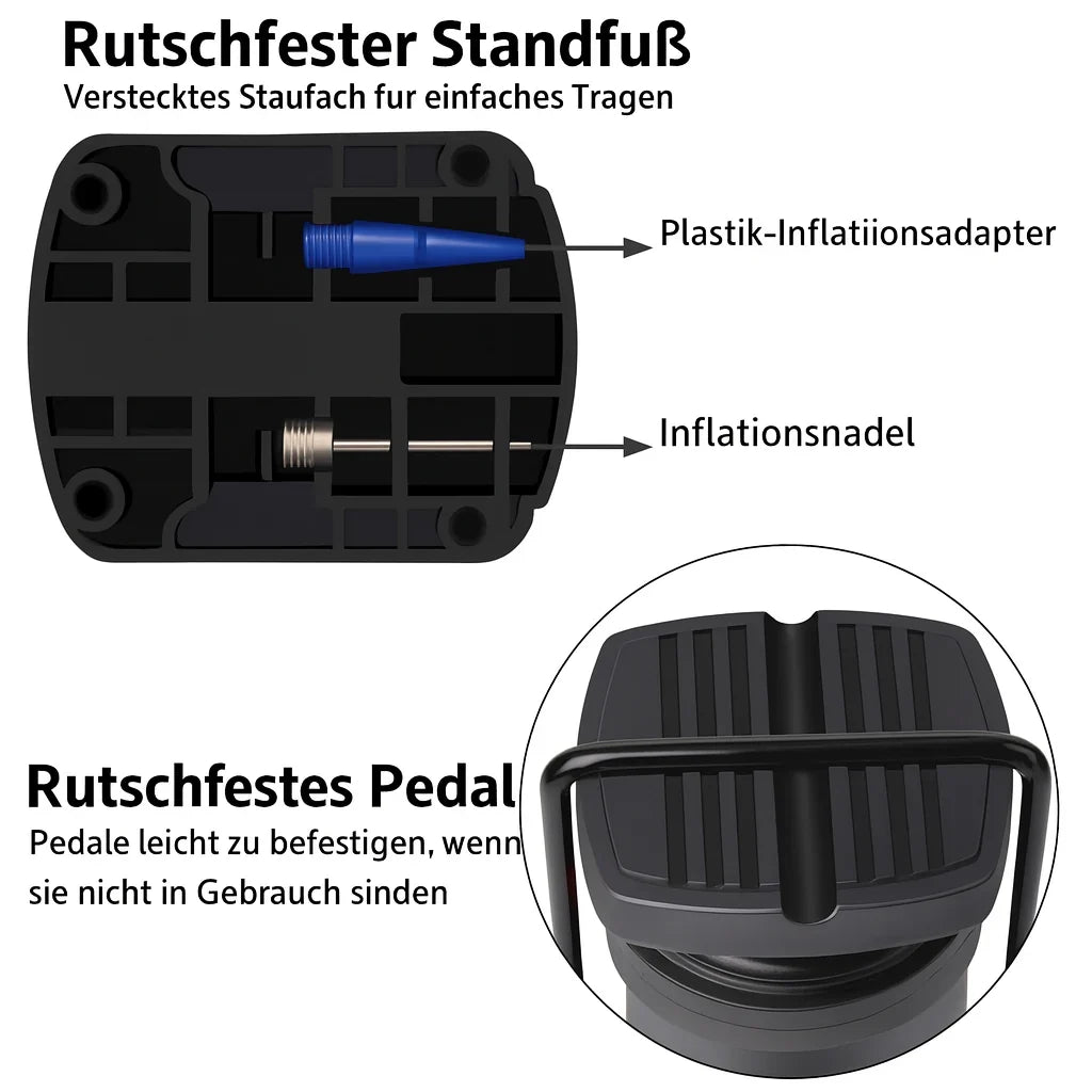 Foot Pump | Foldable & Hands-Free With Integrated Gauge | Up To 160 PSI
