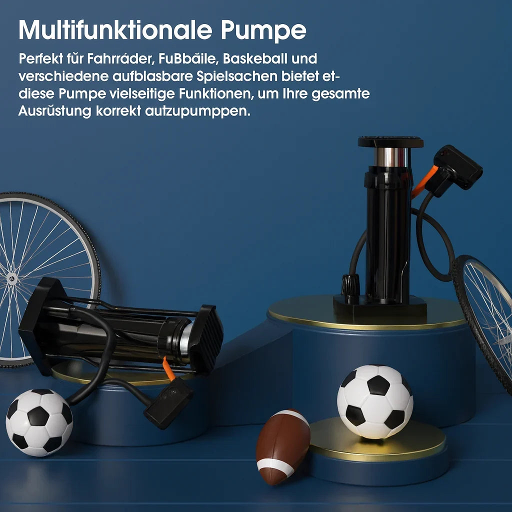 Foot Pump | Foldable & Hands-Free With Integrated Gauge | Up To 160 PSI