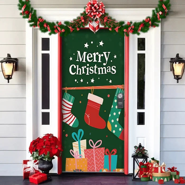 Front Door Cover | Weather-Resistant Polyester & Residue-Free Mounting | 90 x 200 cm