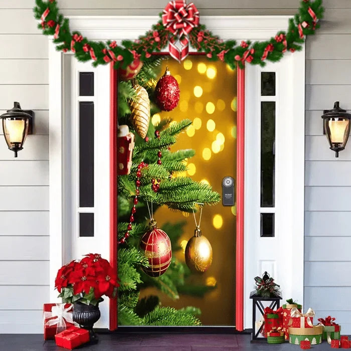 Front Door Cover | Weather-Resistant Polyester & Residue-Free Mounting | 90 x 200 cm