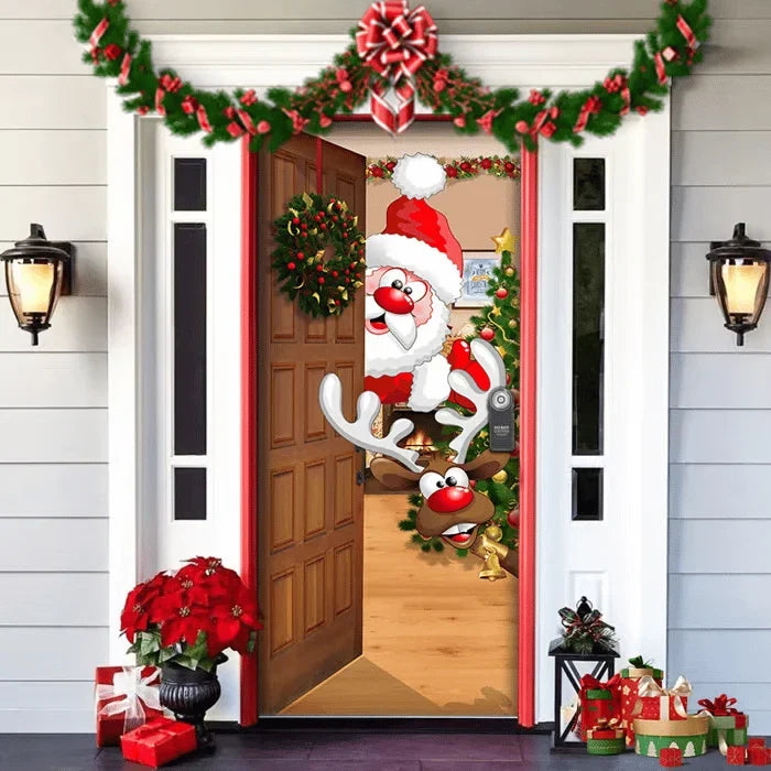 Front Door Cover | Weather-Resistant Polyester & Residue-Free Mounting | 90 x 200 cm