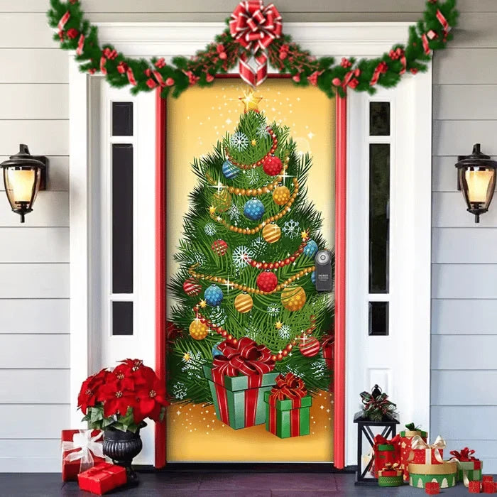 Front Door Cover | Weather-Resistant Polyester & Residue-Free Mounting | 90 x 200 cm