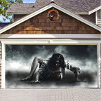 Garage Door Cover | Halloween Lifelike Scene & Weather-Resistant Polyester | 2.10 x 2.40 m