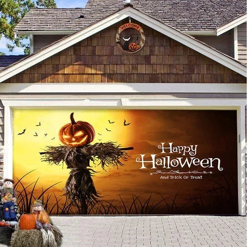 Garage Door Cover | Halloween Lifelike Scene & Weather-Resistant Polyester | 2.10 x 2.40 m
