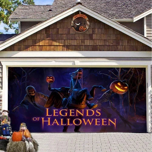 Garage Door Cover | Halloween Lifelike Scene & Weather-Resistant Polyester | 2.10 x 2.40 m