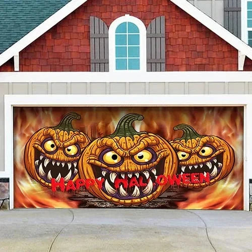 Garage Door Cover | Halloween Lifelike Scene & Weather-Resistant Polyester | 2.10 x 2.40 m