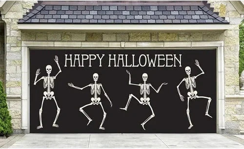 Garage Door Cover | Halloween Lifelike Scene & Weather-Resistant Polyester | 2.10 x 2.40 m