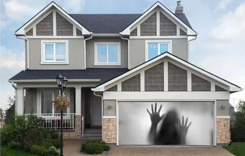 Garage Door Cover | Halloween Lifelike Scene & Weather-Resistant Polyester | 2.10 x 2.40 m