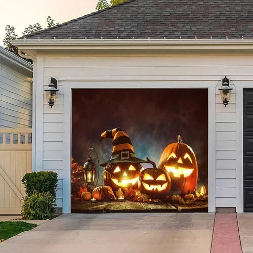 Garage Door Cover | Halloween Lifelike Scene & Weather-Resistant Polyester | 2.10 x 2.40 m