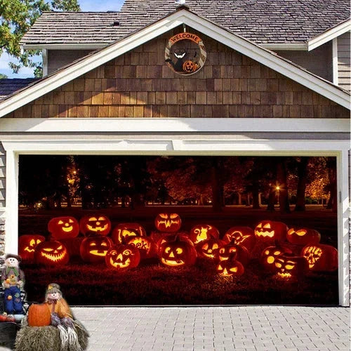 Garage Door Cover | Halloween Lifelike Scene & Weather-Resistant Polyester | 2.10 x 2.40 m