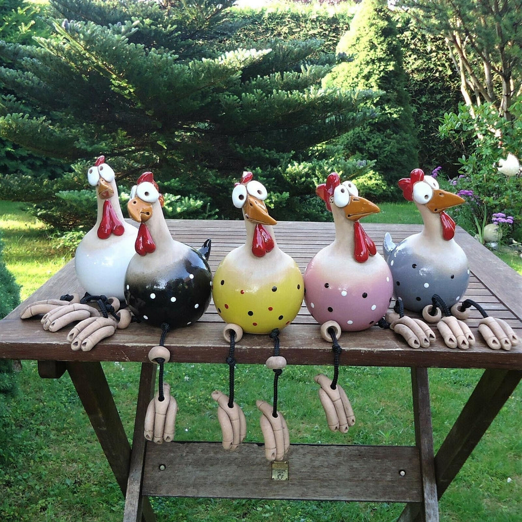 Garden Chicken Decorations | Resin & Vibrant Colors | Set of 2