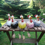 Garden Chicken Decorations | Resin & Vibrant Colors | Set of 2