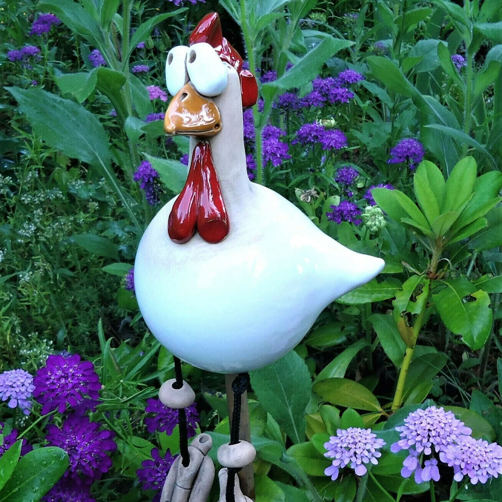 Garden Chicken Decorations | Resin & Vibrant Colors | Set of 2