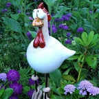 Garden Chicken Decorations | Resin & Vibrant Colors | Set of 2