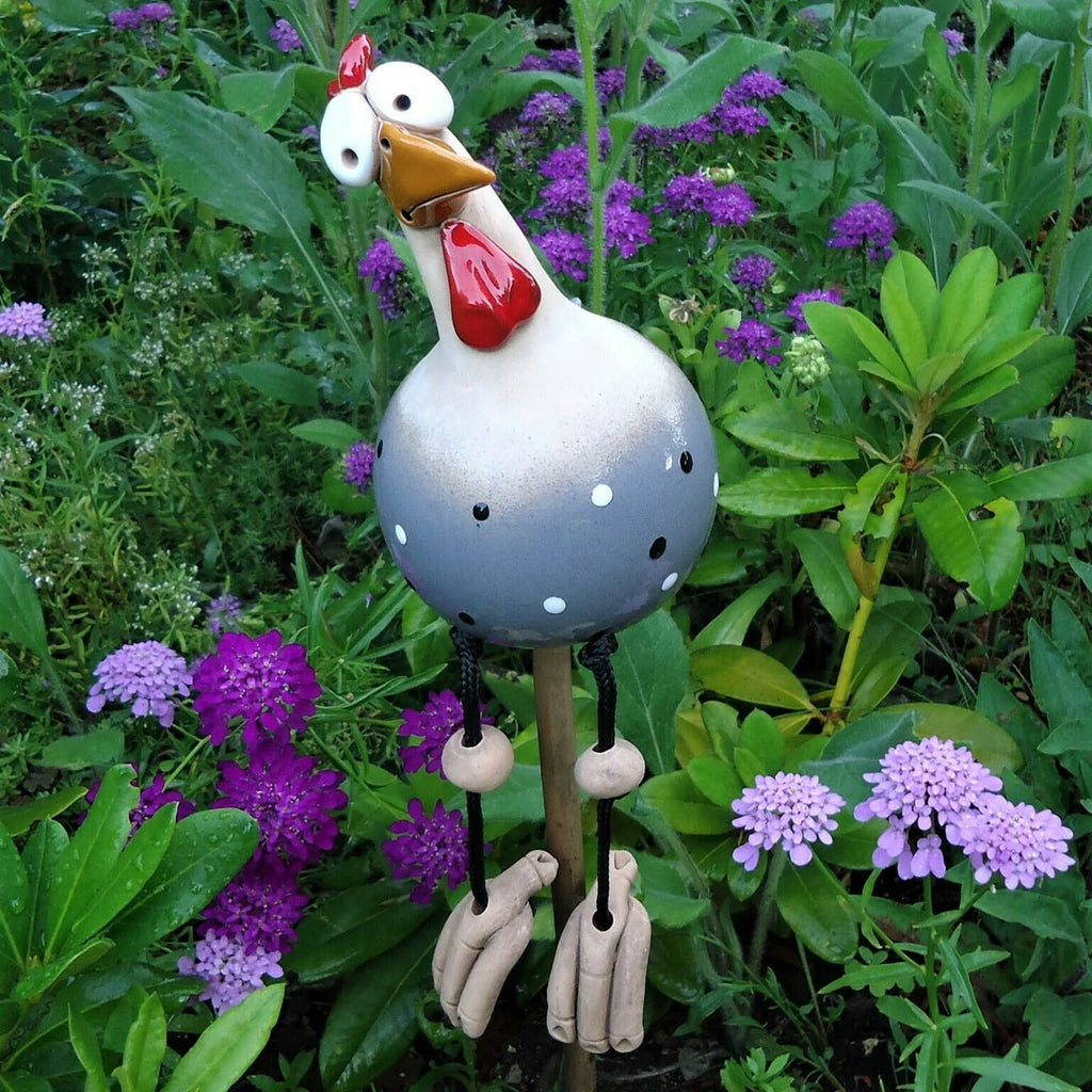 Garden Chicken Decorations | Resin & Vibrant Colors | Set of 2