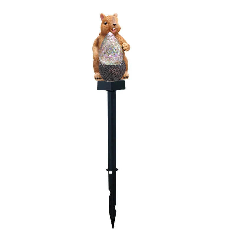 Garden Lamp | Solar-Powered Warm White LED & Squirrel Design | 42 cm