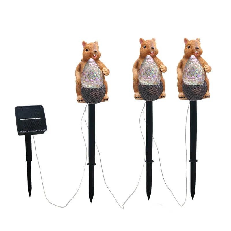 Garden Lamp | Solar-Powered Warm White LED & Squirrel Design | 42 cm