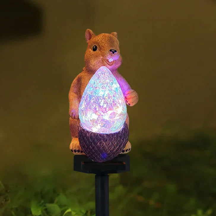 Garden Lamp | Solar-Powered Warm White LED & Squirrel Design | 42 cm