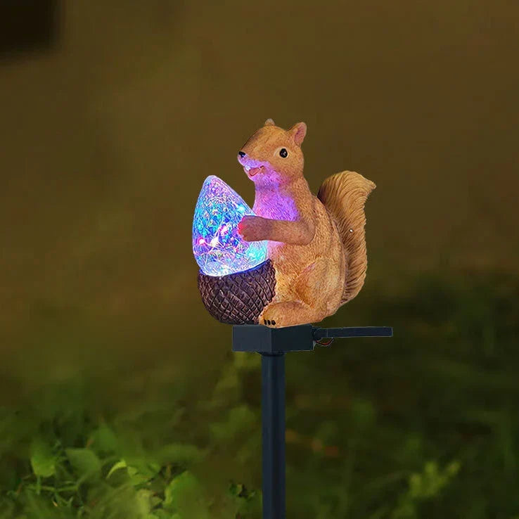 Garden Lamp | Solar-Powered Warm White LED & Squirrel Design | 42 cm