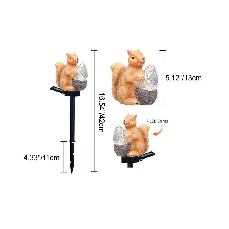 Garden Lamp | Solar-Powered Warm White LED & Squirrel Design | 42 cm