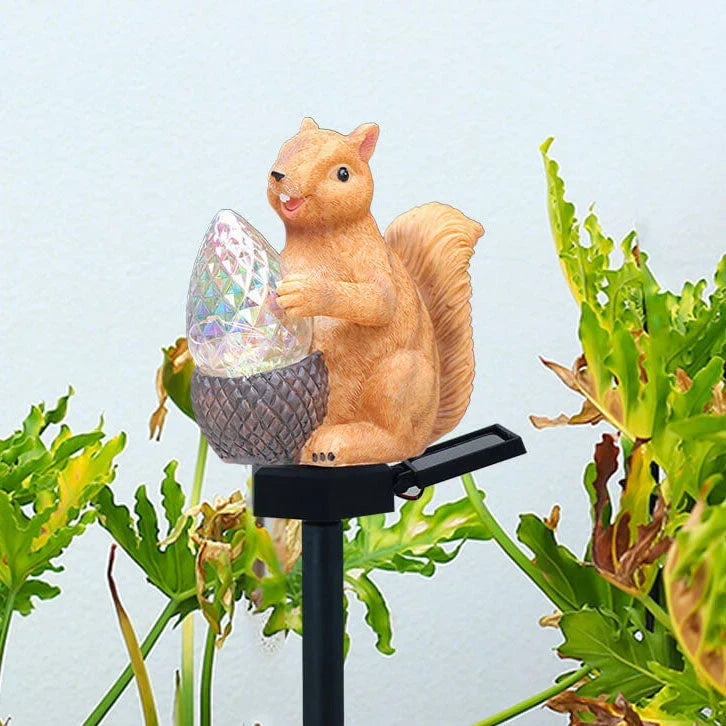 Garden Lamp | Solar-Powered Warm White LED & Squirrel Design | 42 cm