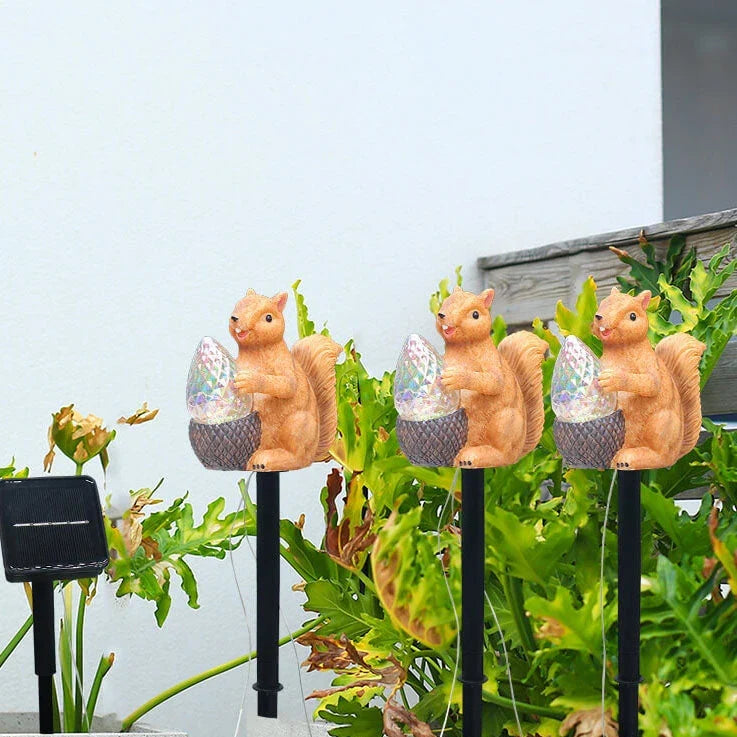 Garden Lamp | Solar-Powered Warm White LED & Squirrel Design | 42 cm