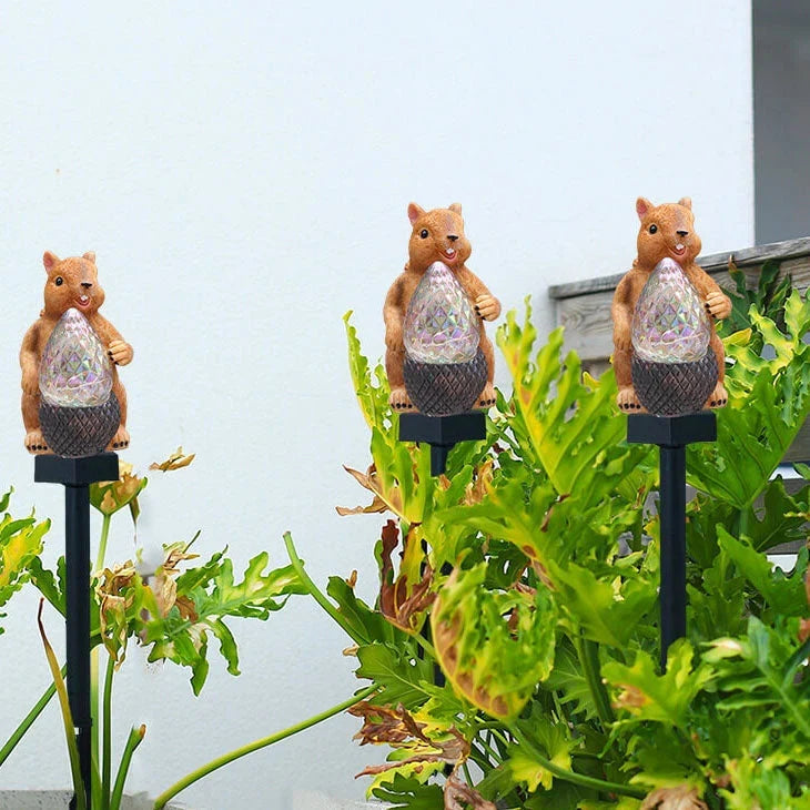 Garden Lamp | Solar-Powered Warm White LED & Squirrel Design | 42 cm