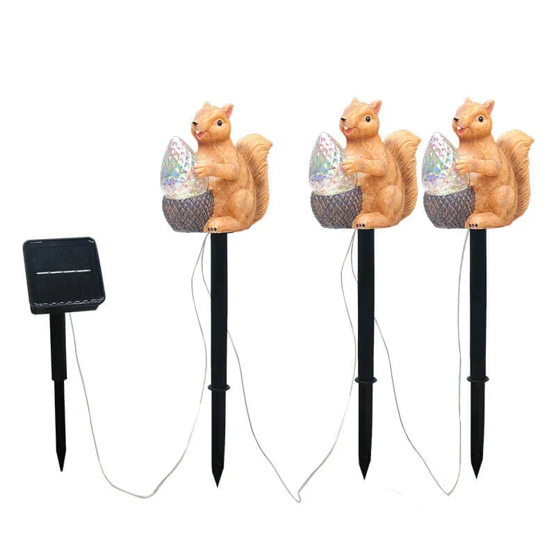Garden Lamp | Solar-Powered Warm White LED & Squirrel Design | 42 cm