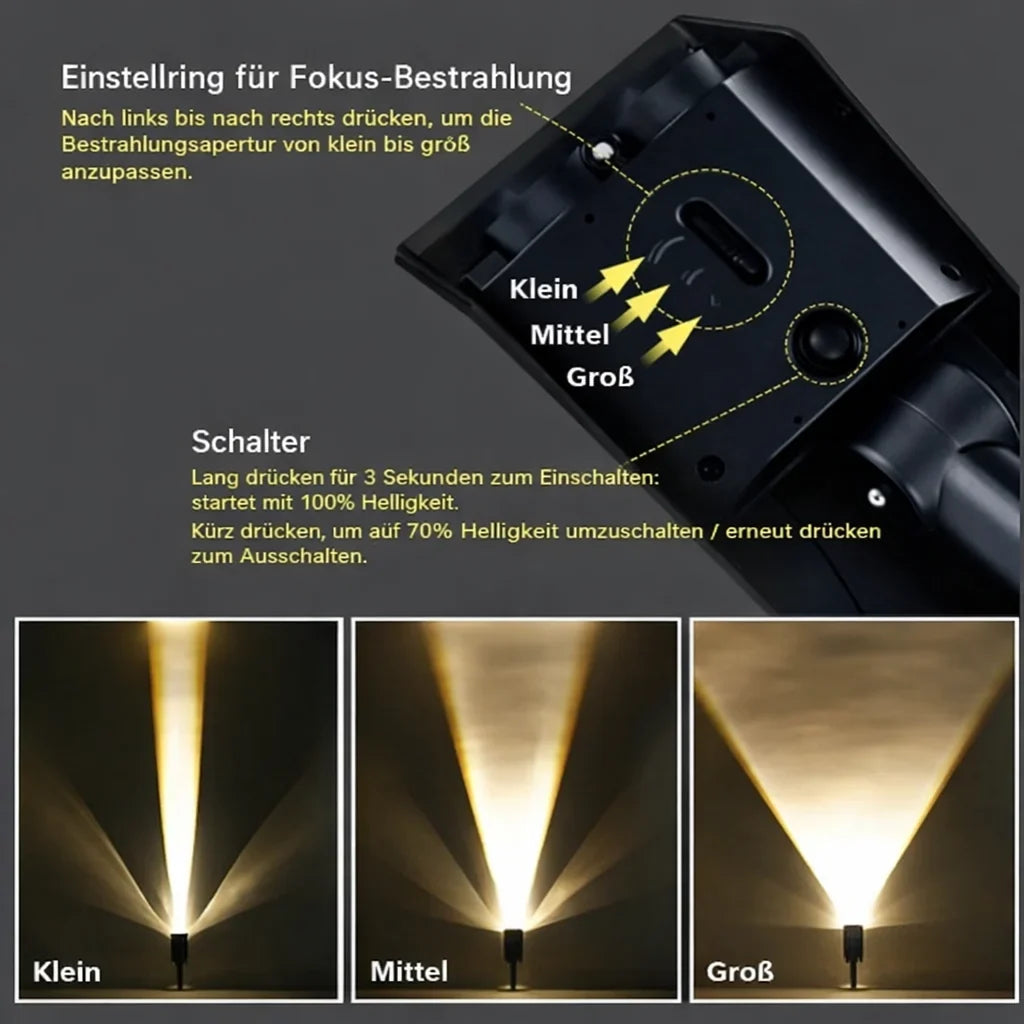 Garden Spotlight | Solar-Powered & Adjustable Zoom | IP65 Weatherproof