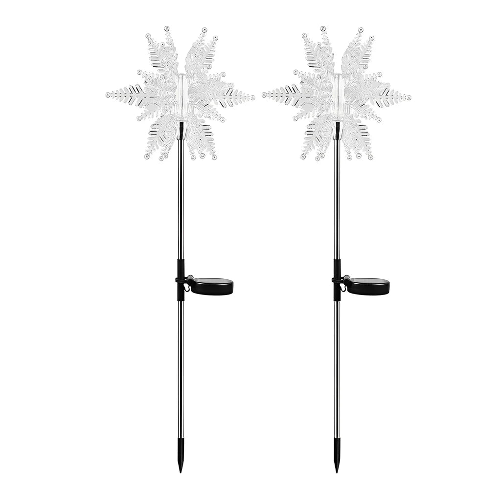 Garden Stake Lights | Solar Acrylic Snowflake & IP65 Waterproof | Set of 2