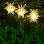 Garden Stake Lights | Solar Acrylic Snowflake & IP65 Waterproof | Set of 2