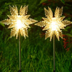 Garden Stake Lights | Solar Acrylic Snowflake & IP65 Waterproof | Set of 2