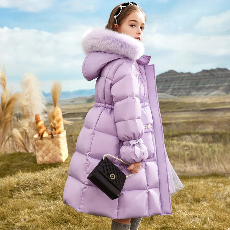 Girls' Winter Jacket | Insulated & Breathable | Fluffy Hood Trim