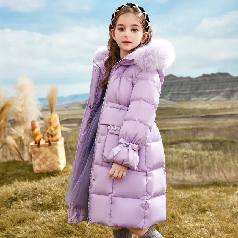 Girls' Winter Jacket | Insulated & Breathable | Fluffy Hood Trim