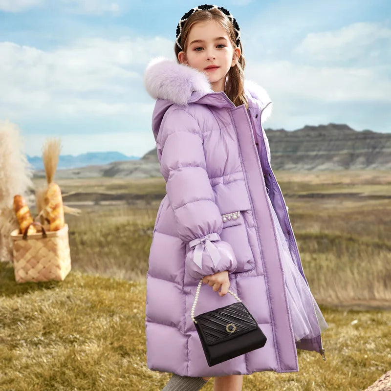 Girls' Winter Jacket | Insulated & Breathable | Fluffy Hood Trim