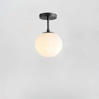 Glass Ceiling Lamp | White Globe & Gold Accents | 15 cm Diameter
