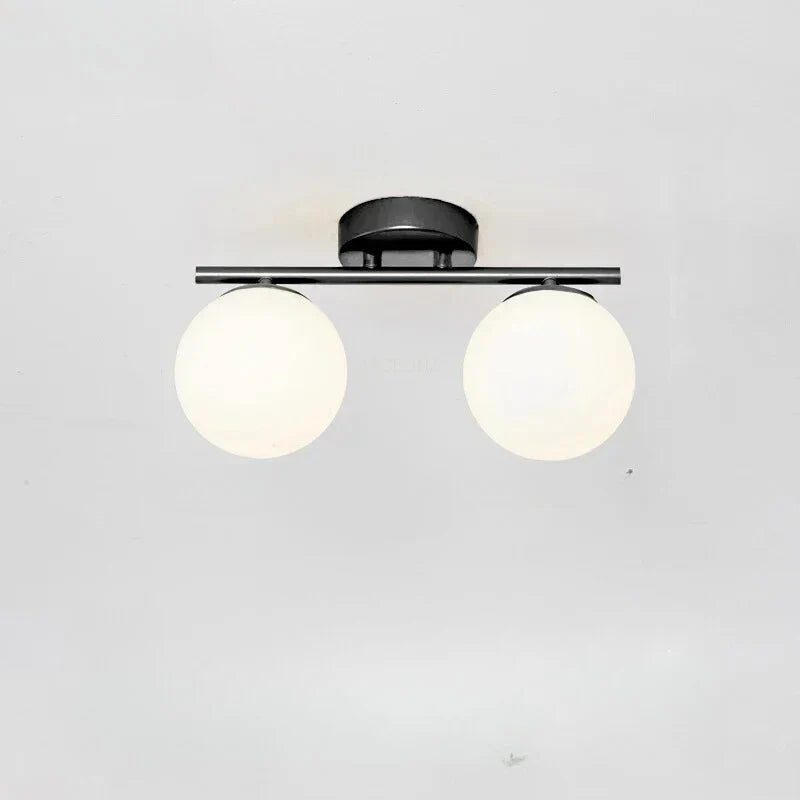 Glass Ceiling Lamp | White Globe & Gold Accents | 15 cm Diameter