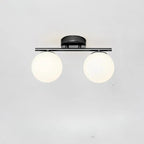 Glass Ceiling Lamp | White Globe & Gold Accents | 15 cm Diameter