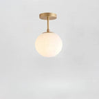 Glass Ceiling Lamp | White Globe & Gold Accents | 15 cm Diameter
