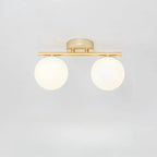 Glass Ceiling Lamp | White Globe & Gold Accents | 15 cm Diameter
