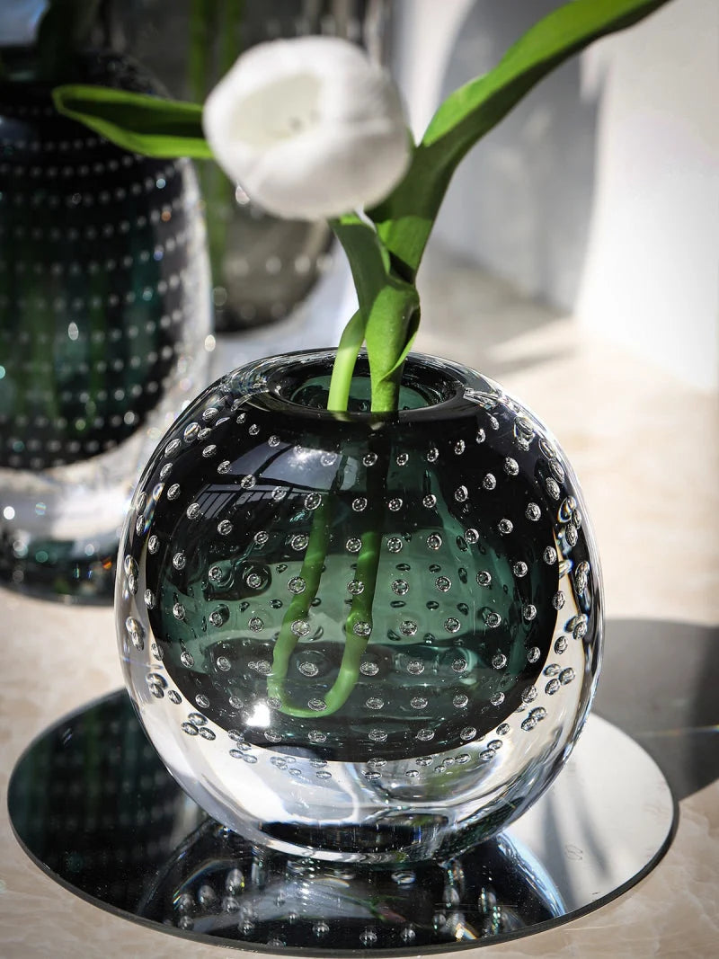 Glass Vase | Handblown Murano Bubble Design | 30 x 15 cm