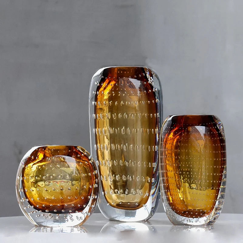 Glass Vase | Handblown Murano Bubble Design | 30 x 15 cm