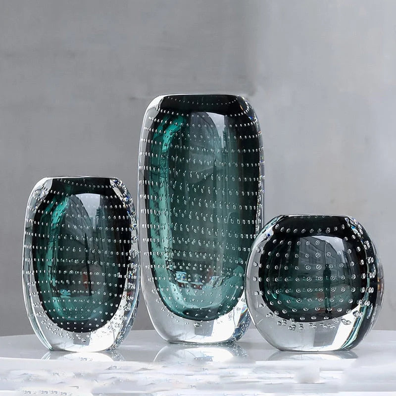 Glass Vase | Handblown Murano Bubble Design | 30 x 15 cm