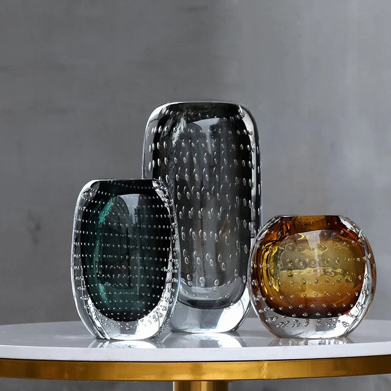 Glass Vase | Handblown Murano Bubble Design | 30 x 15 cm