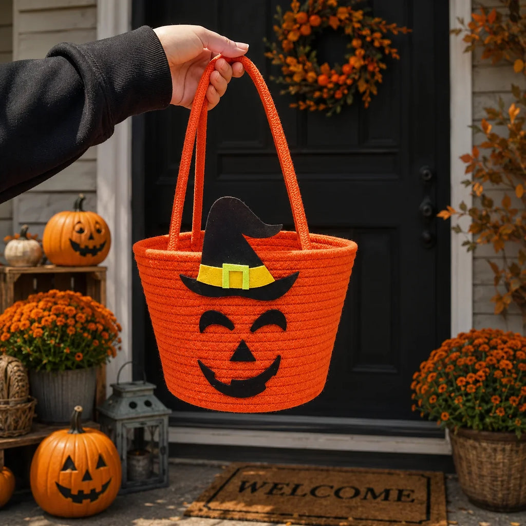 Halloween Basket | Witch Hat Design & Durable Sewn Handles