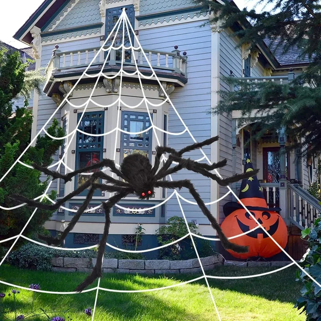 Halloween Decoration | Giant Spiderweb & Spider | Easy to Hang