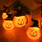 Halloween Lichterkette | Kürbis-Design & Warm Orange LEDs | USB- und Batteriebetrieben