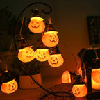 Halloween Lichterkette | Kürbis-Design & Warm Orange LEDs | USB- und Batteriebetrieben