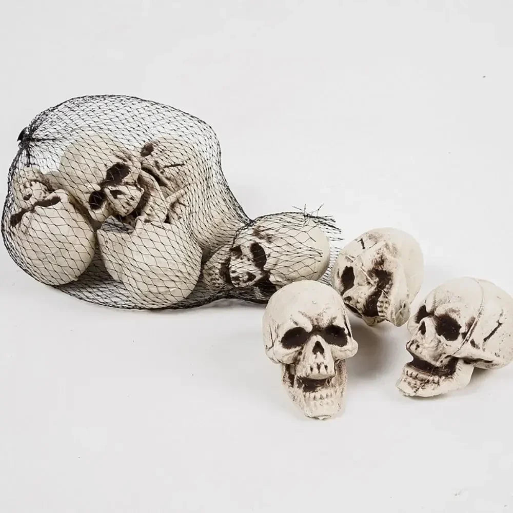 Halloween Skull Decorations | Mini White Indoor & Outdoor | 10-Piece Set